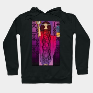 Art nouveau lady 3 (red on purple) Hoodie